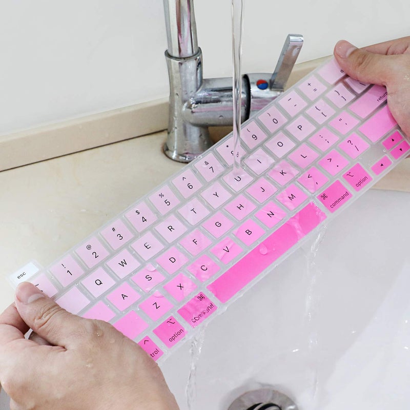 Allinside Keyboard Cover Skin for 2020 MacBook Pro 13 inch A2338 M1 A2251 A2289 and 2019 MacBook Pro 16 inch A2141 with Touch Bar & Touch ID, Ombre Pink - Image 5